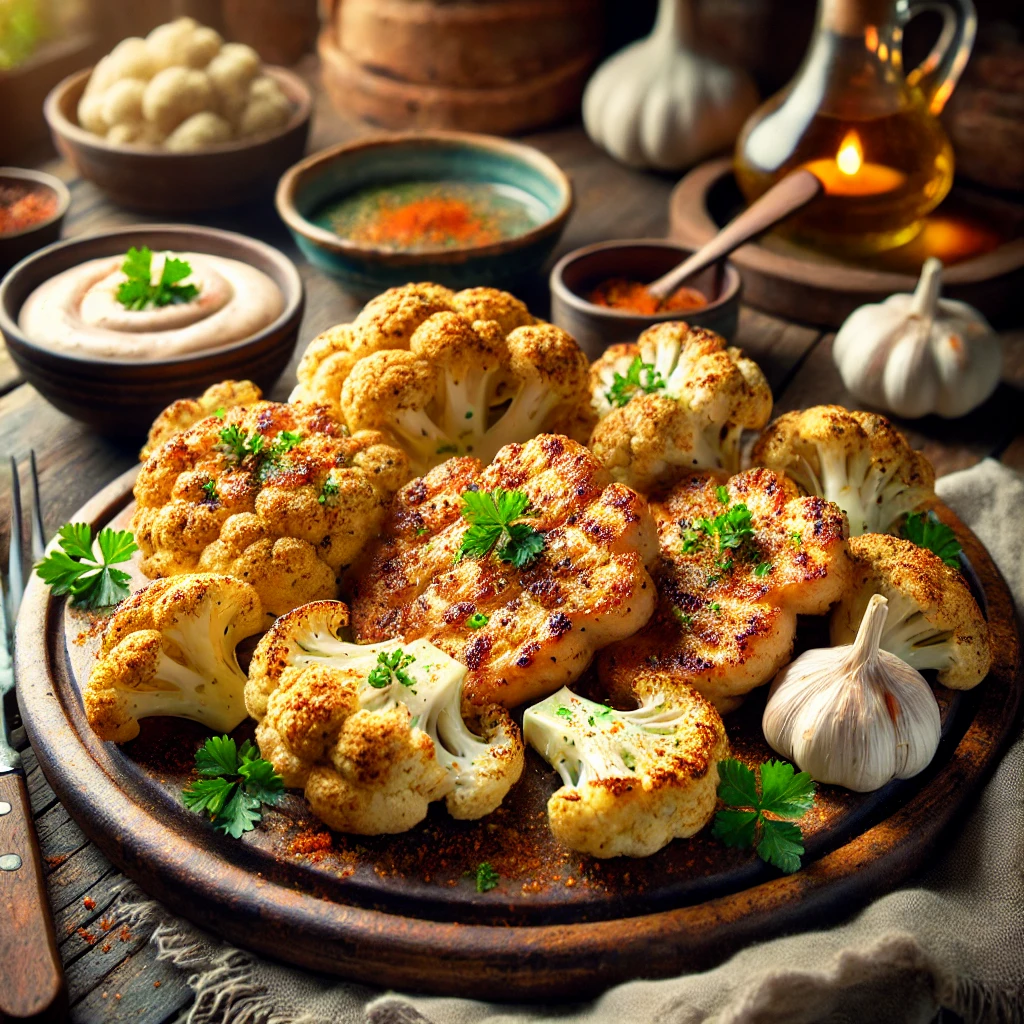 Geroosterde Bloemkoolsteaks met Knoflook en Paprikapoeder