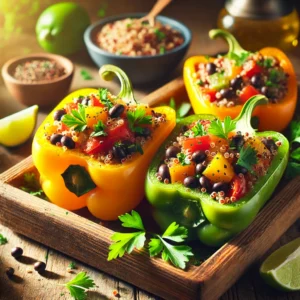 Gevulde paprikabootjes met quinoa en bonen