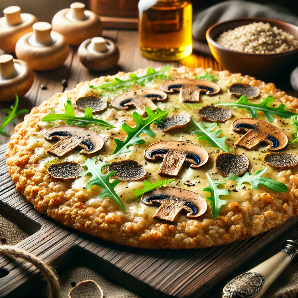 Havermout Pizza met Champignons en Truffelolie