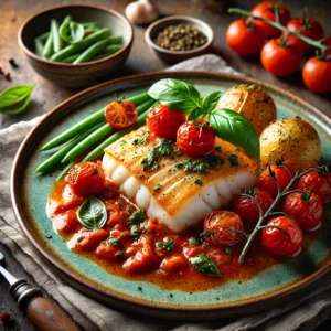 Kabeljauw uit de Oven met Tomaten-Basilicumsaus