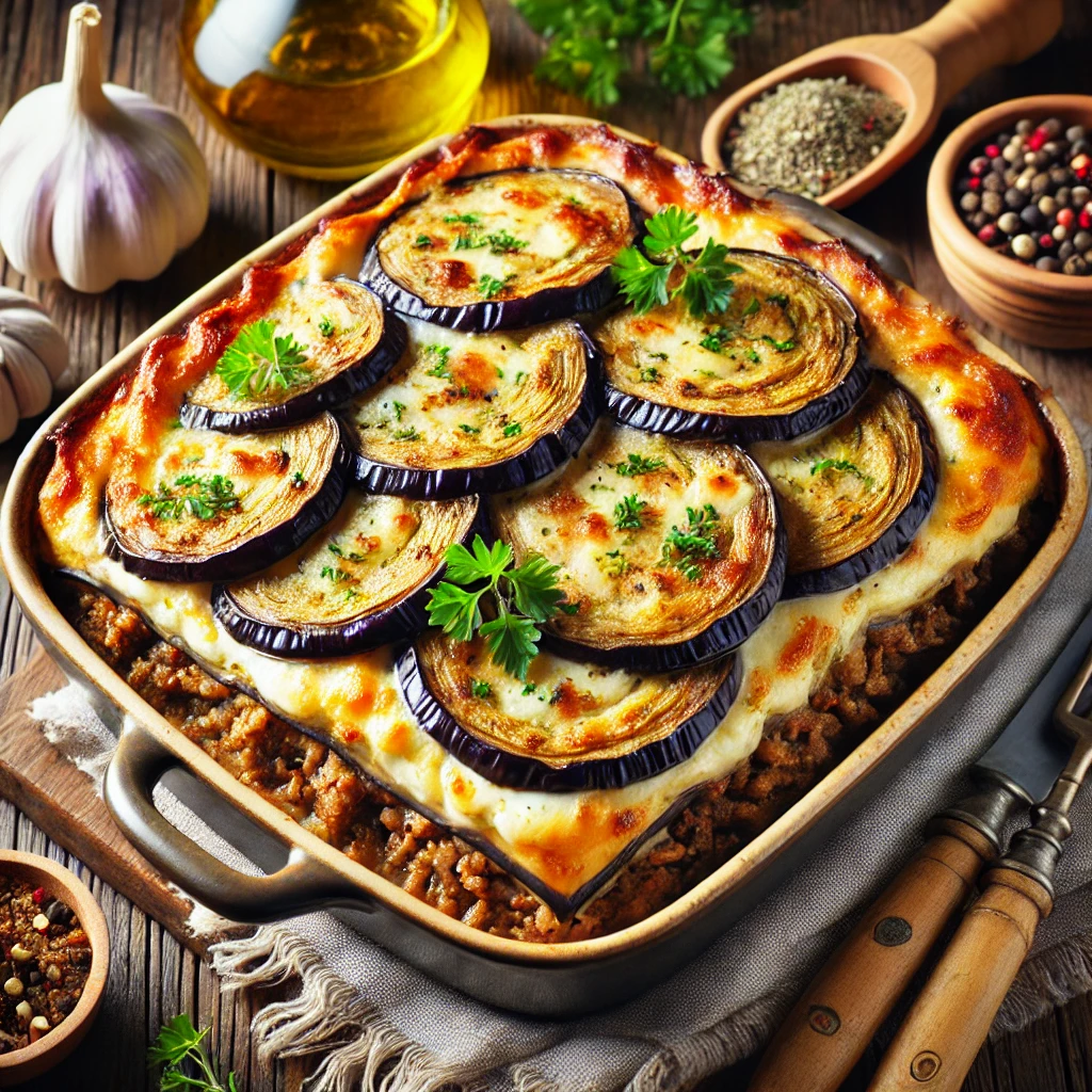 Koolhydraatarme Moussaka met Aubergine en Mager Gehakt