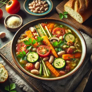 Minestronesoep boordevol groenten en mager vlees