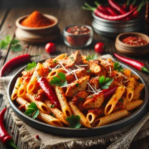 Penne kip arrabbiata met extra chili