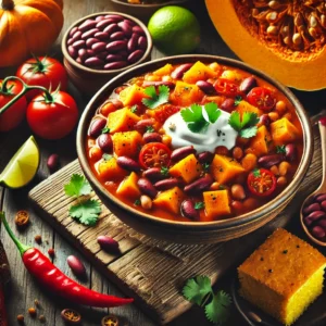 Pompoen-Chili met Kidneybonen (Vegetarisch)