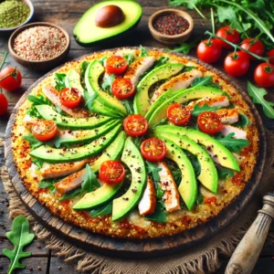 Quinoa Pizza met Avocado en Kip