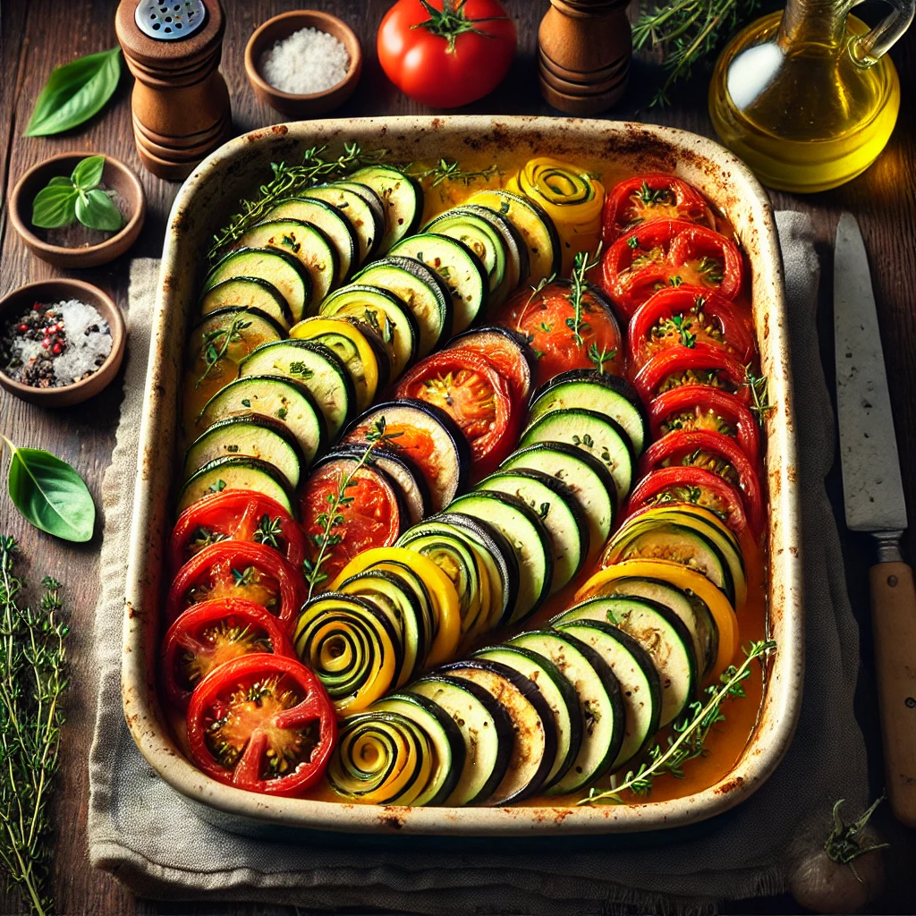 Ratatouille uit de oven met verse kruiden