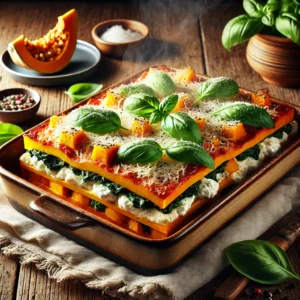 Slanke lasagne met pompoen en cottage cheese