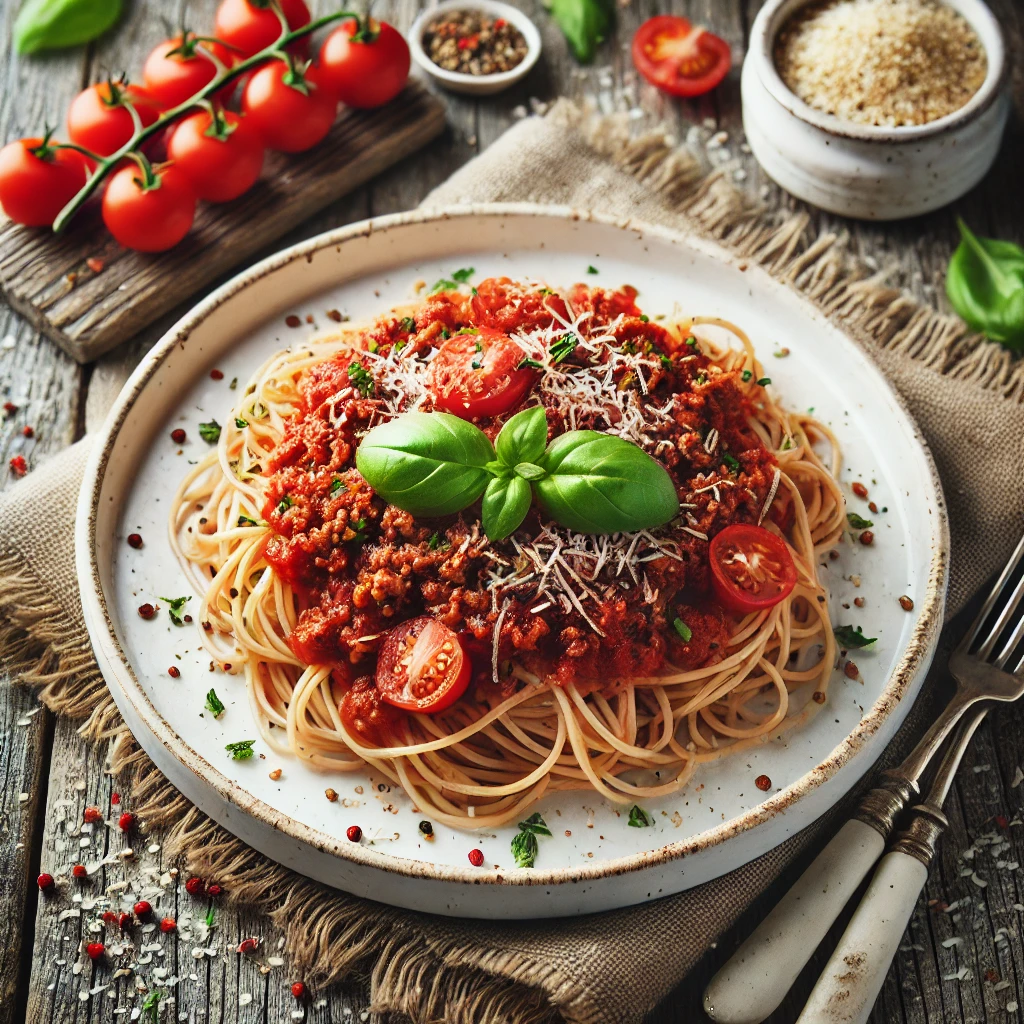 Slanke volkoren spaghetti met mager rundergehakt en tomatensaus