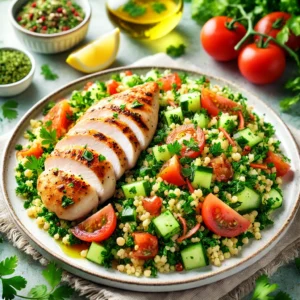 Tabouleh met veel verse kruiden en kipfilet