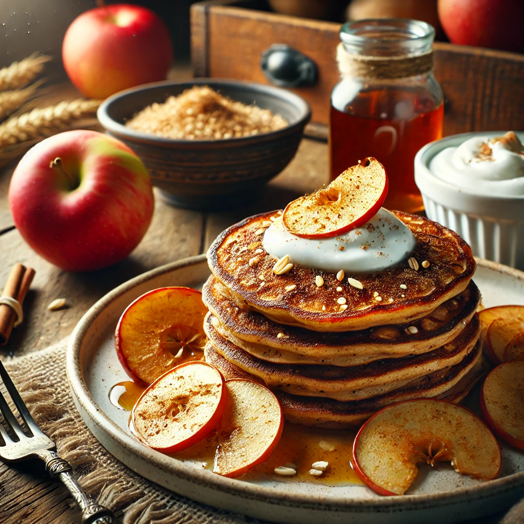 Volkoren appelpannenkoeken met Griekse yoghurt