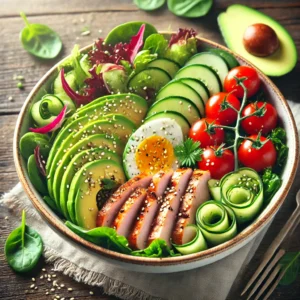 Avocado-Koolhydraatarme Bowl met Kalkoenreepjes