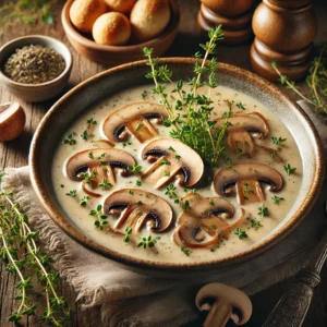 Champignonsoep met Ui en Tijm