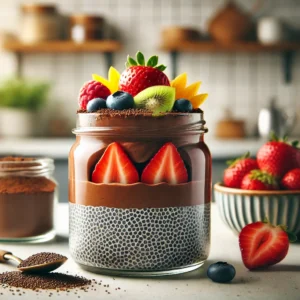 Chocolade Chia Pudding met Baobab en Vers Fruit