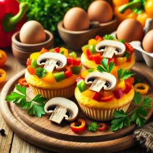 Eimuffins met Paprika en Champignons