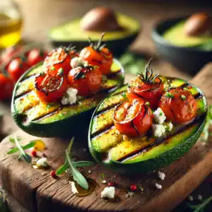 Gegrilde Avocado’s met Geroosterde Tomaten en Fetakruimels