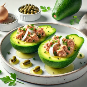 Gevulde Avocado’s met Tonijn, Ui en Kappertjes