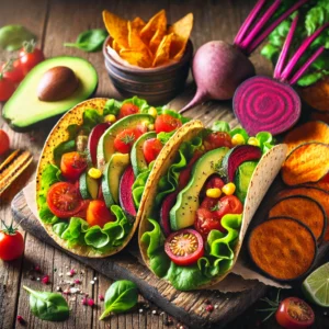 Gezonde taco’s met volkoren tortillas en groentechips