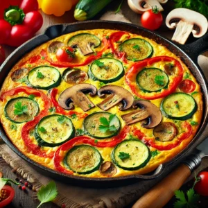 Groentefrittata met paprika, courgette en champignons