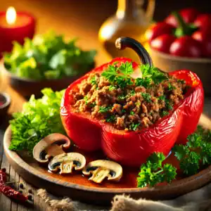 Heerlijke Paprika gevuld met Rundergehakt en Champignons