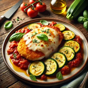 Kip Parmezaan met Courgette en Tomatensaus