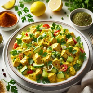 Kip kerrie salade met magere kwark