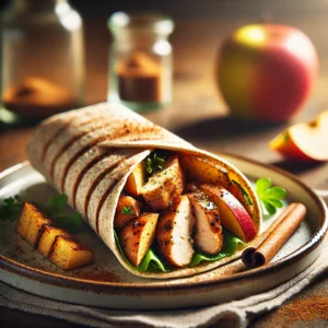 Kip met appel en kaneel in volkoren wrap