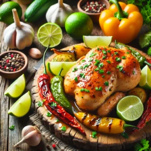 Knoflook-limoenkip met zoete puntpaprika