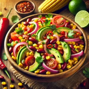 Mexicaanse Salade met Mais, Bonen en Limoendressing