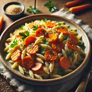 Orzo met Geroosterde Wortels & Tahin-dressing