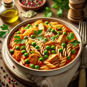 Orzo met Kip & Peulvruchten in Tomatensaus