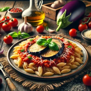 Orzo met Tomatensaus & Geroosterde Aubergine