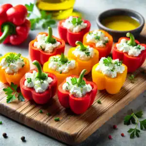 Snackpaprika’s gevuld met cottage cheese