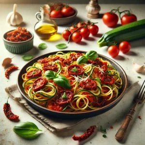 Snelle Courgetti Met Tomatensaus en Zongedroogde Tomaten