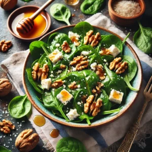 Spinaziesalade met Feta, Walnoten en Honingdressing