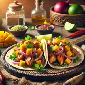 Taco’s met gemarineerde kip en mangosalsa