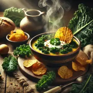 Boerenkool-Aardappelsoep met Speels Krokantje