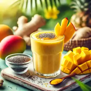 Frisse Ontbijtsmoothie met Mango, Chiazaad en Gember