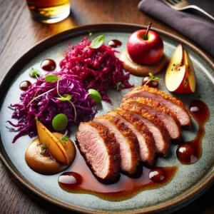 Gebakken Eend met Rode Kool en Appelcompote
