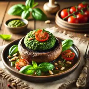 Gegrilde Portobello gevuld met Pesto