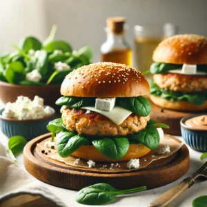 Gevulde Kalkoenburgers met Spinazie en Feta