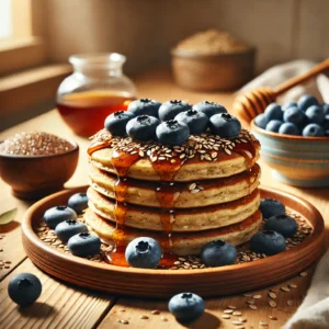 Havermout Pannenkoeken met Blauwe Bessen en Lijnzaad