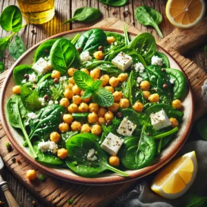 Kikkererwt Salade met Spinazie, Feta en Munt