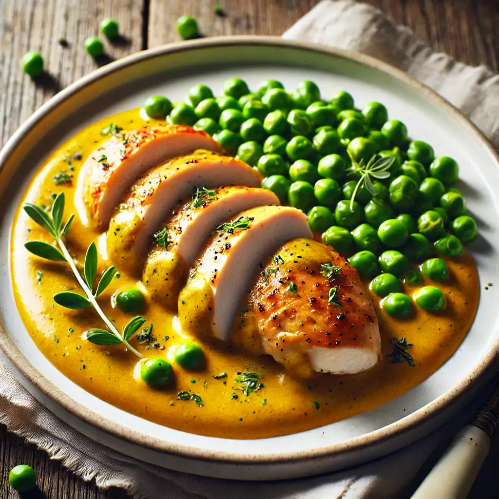 Kipfilet In Romige Kerriesaus Met Doperwten Hart In Shape