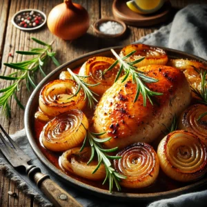 Kipfilet uit de Oven met Zoete Uien en Rozemarijn