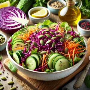 Kleurrijke Detoxsalade met Rode Kool en Pompoenpitten