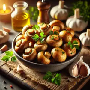 Knoflookchampignons uit de Airfryer