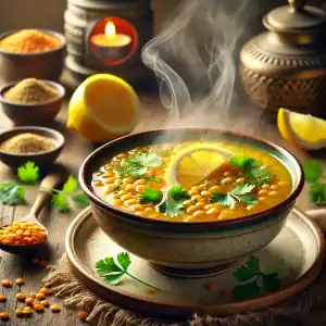 Libanese linzensoep met citroen