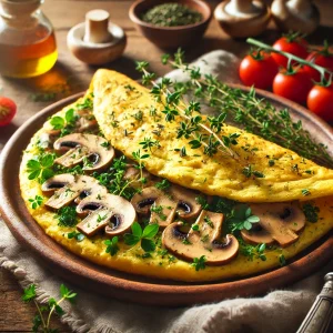 Omelet met champignons en verse kruiden