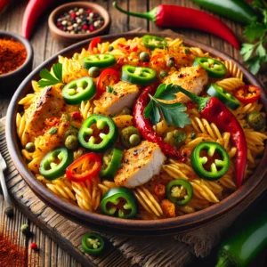 Pikante Orzo met Kip & Jalapeño
