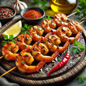 Pittige Garnalenspiesjes met Knoflook en Chili